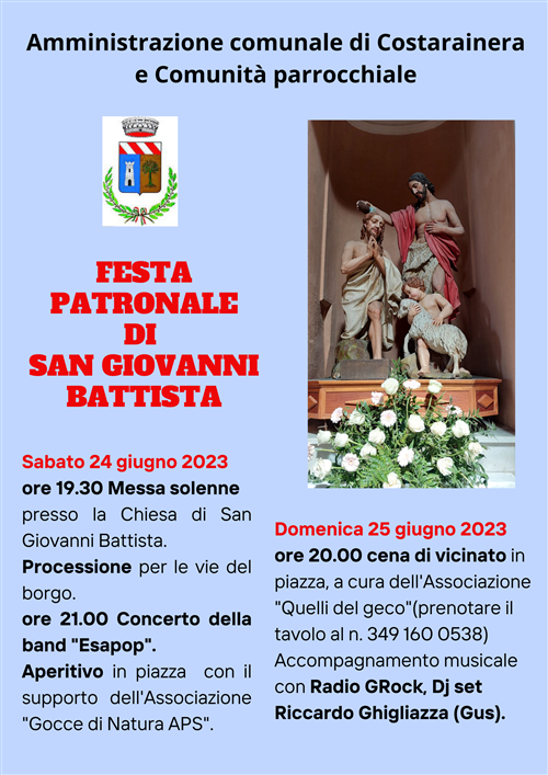 24 giugno 2023 Festa Patronale di San Giovanni Battista
